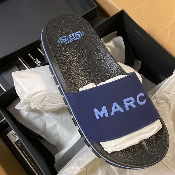Marc Jacobs | The Slide In Navy With Logo NEW - Picture 7 of 8